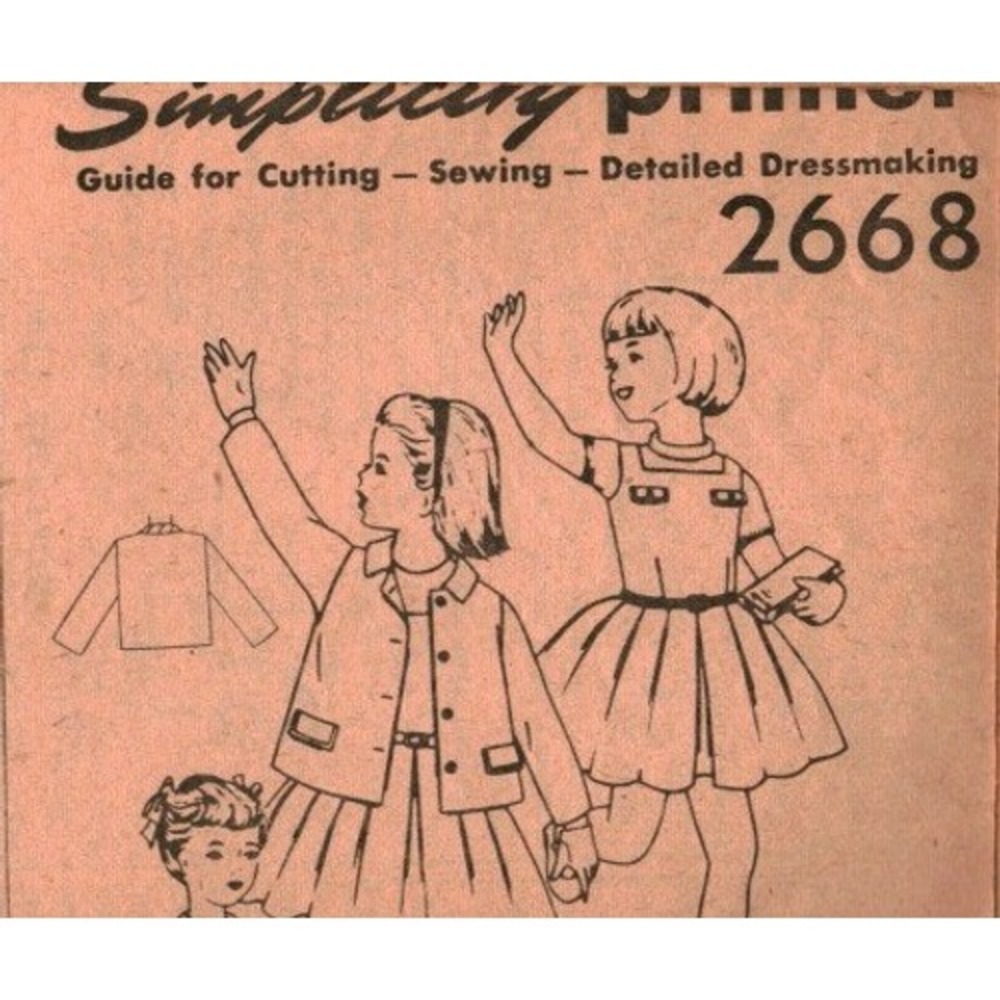 Vintage Simplicity Primer 2668 Girls Sewing Pattern Dress Jacket Guide Toddler 2